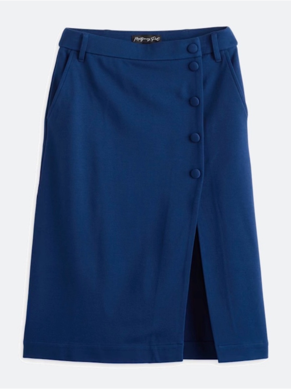 NWT Montgomery Post Blue Button-Front Midi Skirt
